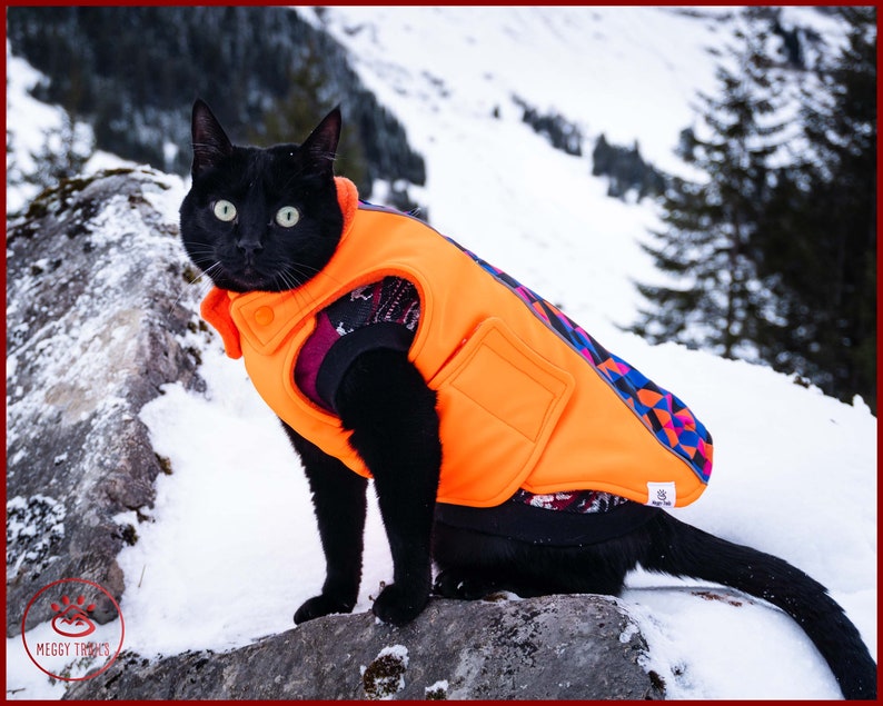 Cat WINTER JACKET, warm cat jacket, warm coat for cat, waterproof cat jacket, softshell cat jacket, warm clothes for cat, cat clothes image 2