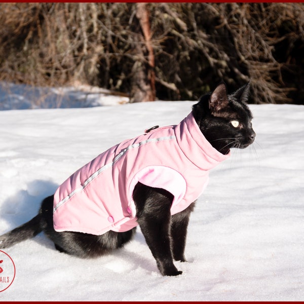 EXTRA WARM Jacke für Abenteuerkatze, dreilagige Katzenwinterjacke, Wintermantel für Katze, wasserdichte und winddichte Katzenjacke