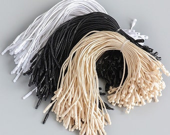 Corde di cera 100 pezzi Corda di cera bianco sporco Corde per cartellini Corde nere, Cordoncini di cera nera, Corde per cartellini, Corde bianche per cartellini