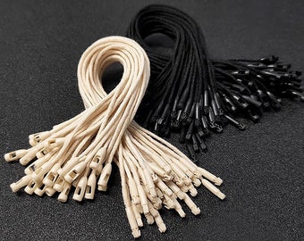 Corde di cotone 100 pezzi, corde di cotone bianco, corde di cotone beige, corde di cotone nero, corde per cartellini, corde per cartellini