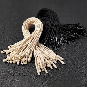 Corde di cotone 500 pezzi, Corde di cotone bianco, Corde di cotone beige, Corde di cotone nero, Corda per cartellini appesi, Corde per cartellini appesi