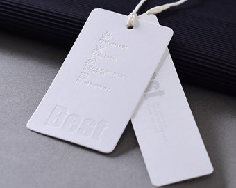 500 White Custom Hang tags, Pure White Price Tags,Gift Tags,Personalized Clothing hang Tags, Business Hang Tags, Bright White Simple Tag