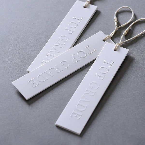 500 Custom Pure White Hang Tags Embossing Logo Swing Tags for Clothing,Slender Simple Paper Hang Tags Personalized Simple Tags,Thank you Tag
