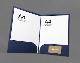 50pcs Custom Document folder, File Folder, Tab Folder, Catalog Sleeve, Contract Sleeve,Double slot Profile Folder,Document Folder