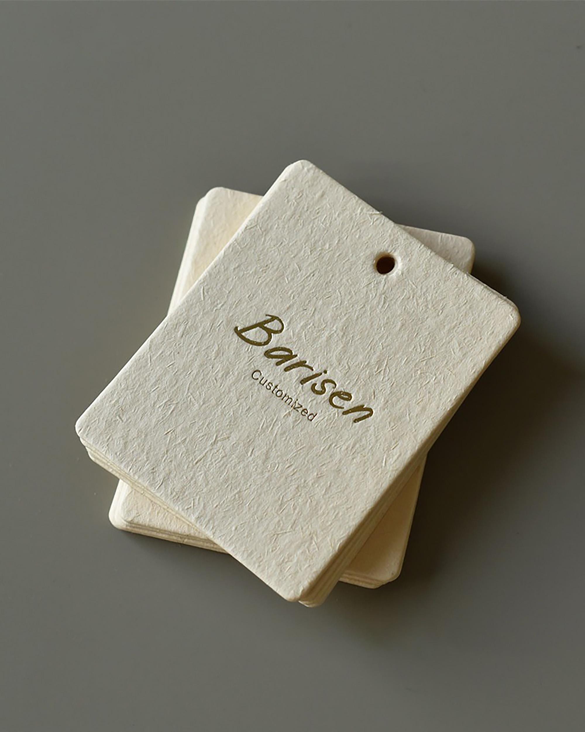 500pcs Custom Thick Paper Hang Tags, Textured Clothing Hang Tags, Gold ...