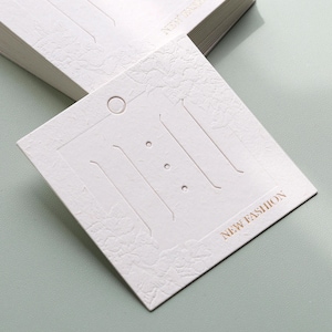 500pcs Custom Hair Clips Display Cards Custom Jewelry Display Cards Off-White Earring Cards, Custom Logo Wholesale Custom Jewelry Cards