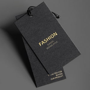 Etiquetas colgantes negras laminadas en oro, 1000 juegos personalizados, etiquetas colgantes en capas, etiquetas colgantes para ropa, etiquetas de precios de accesorios para prendas, etiquetas simples, etiquetas colgantes personalizadas