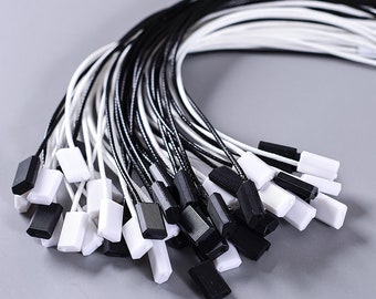 500 Hang Tags Strings, Wax Hang Tag Cord with Plastic Connector, Non-Reusable Strings, Clothing Tags String,Swing Tags Strings,Hang Tag Cord