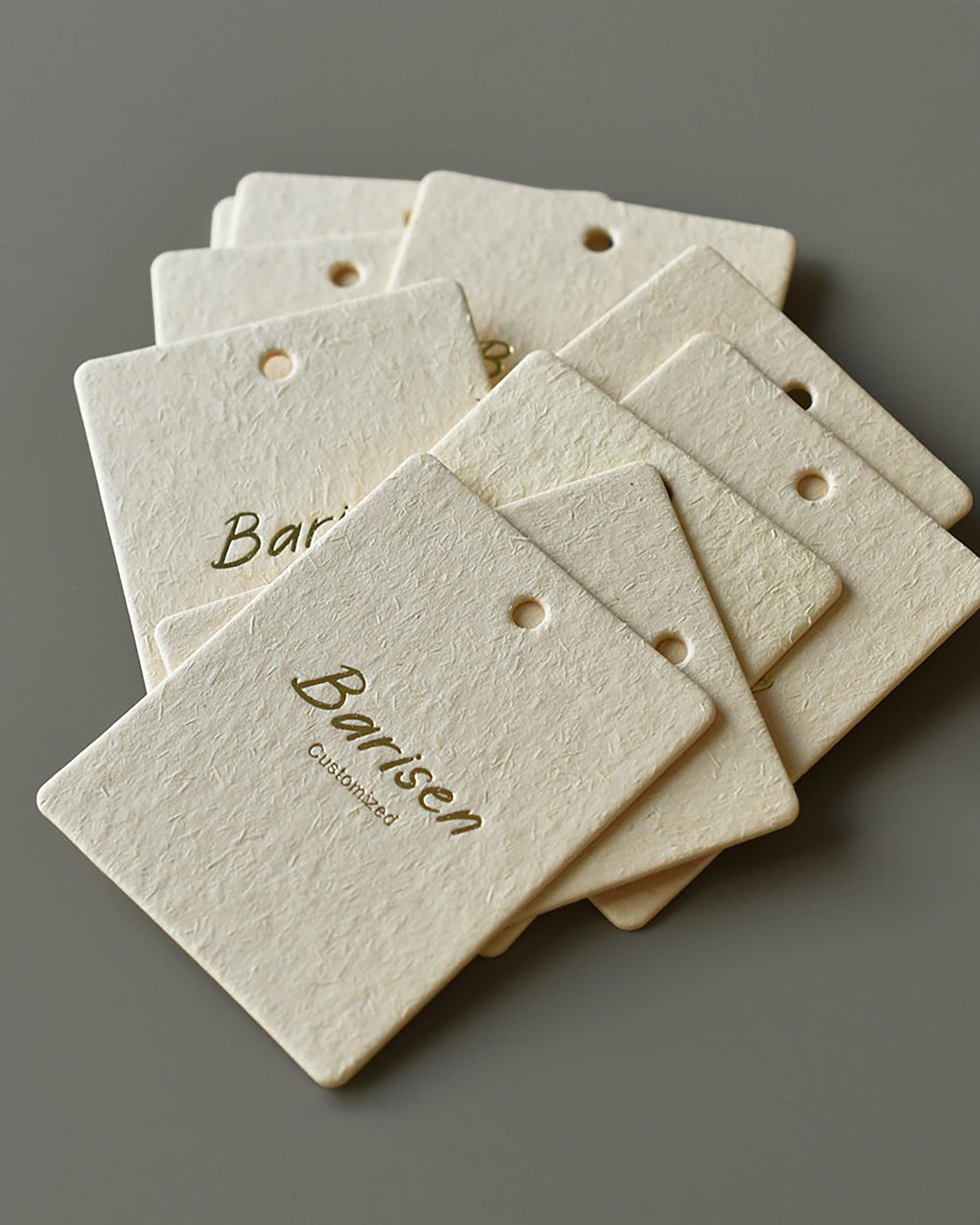 500pcs Custom Thick Paper Hang Tags, Textured Clothing Hang Tags, Gold ...
