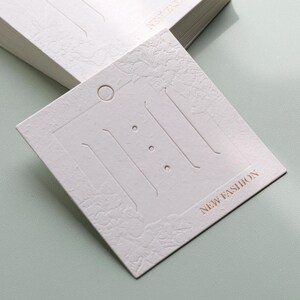 500pcs Custom Hair Clips Display Cards Custom Jewelry Display Cards Off-White Earring Cards, Custom Logo Wholesale Custom Jewelry Cards
