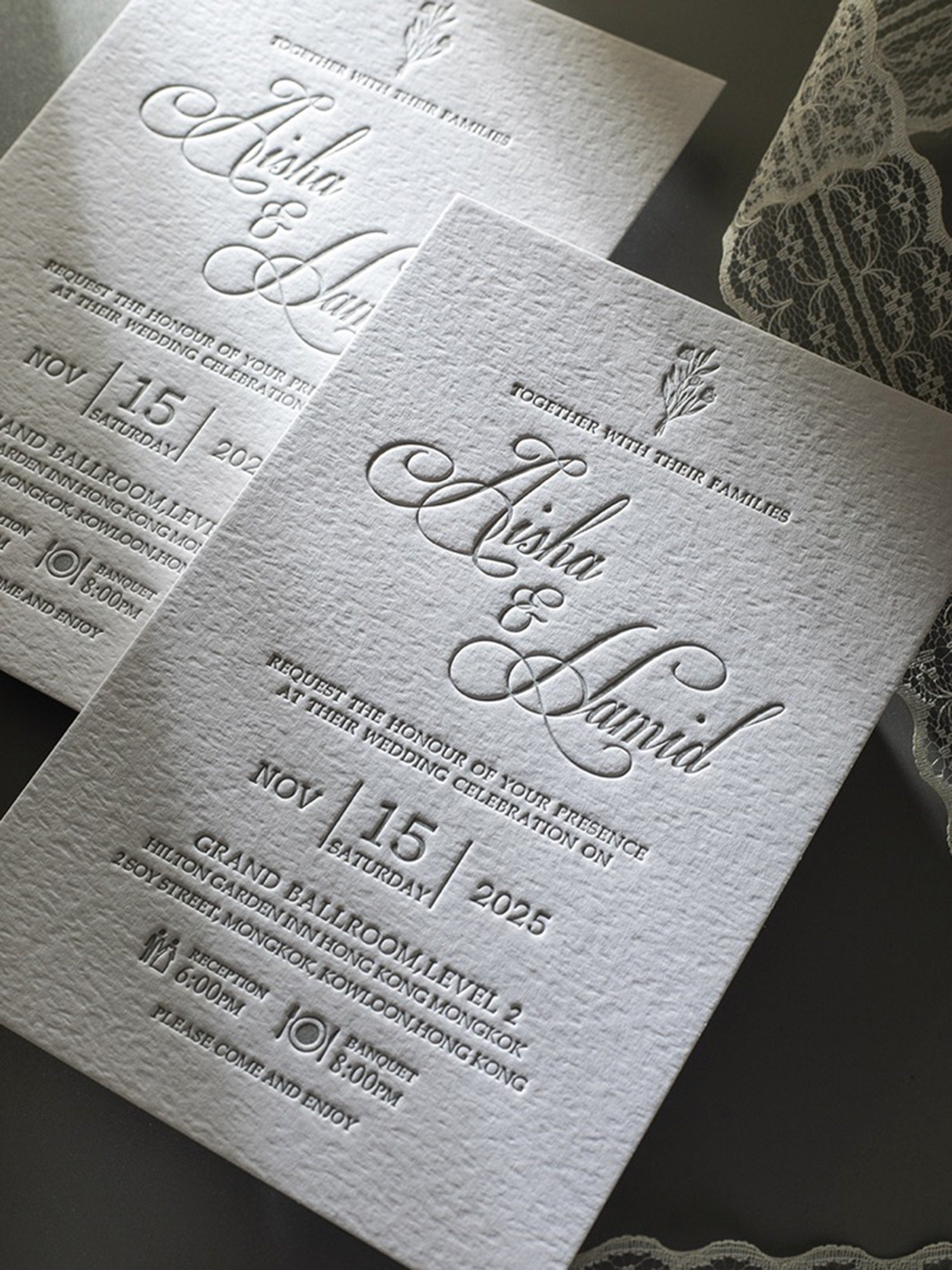 30 Pcs Custom Wedding Invitation Cards Embossed Thick Wedding Card ...