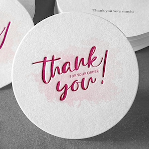 100 Stück benutzerdefinierte Letterpress Dankeskarten, personalisierte Dankeskarte Letterpress Kreis Dankeskarte, individuelle Geschenkkarten benutzerdefinierte Karten