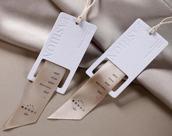 500 Custom White Hang Tags with Ribbon Paper Hang Tags, Clothing Swing Tags, Paper Tags, Price Tags Clothing Labels Custom logo Wholesale