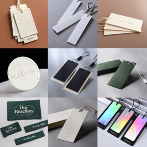 Hangtags-voorbeeld, stickervoorbeelden, kaartvoorbeelden, willekeurige voorbeelden, labelvoorbeelden, aangepaste hangtags, stickers, kledinglabels