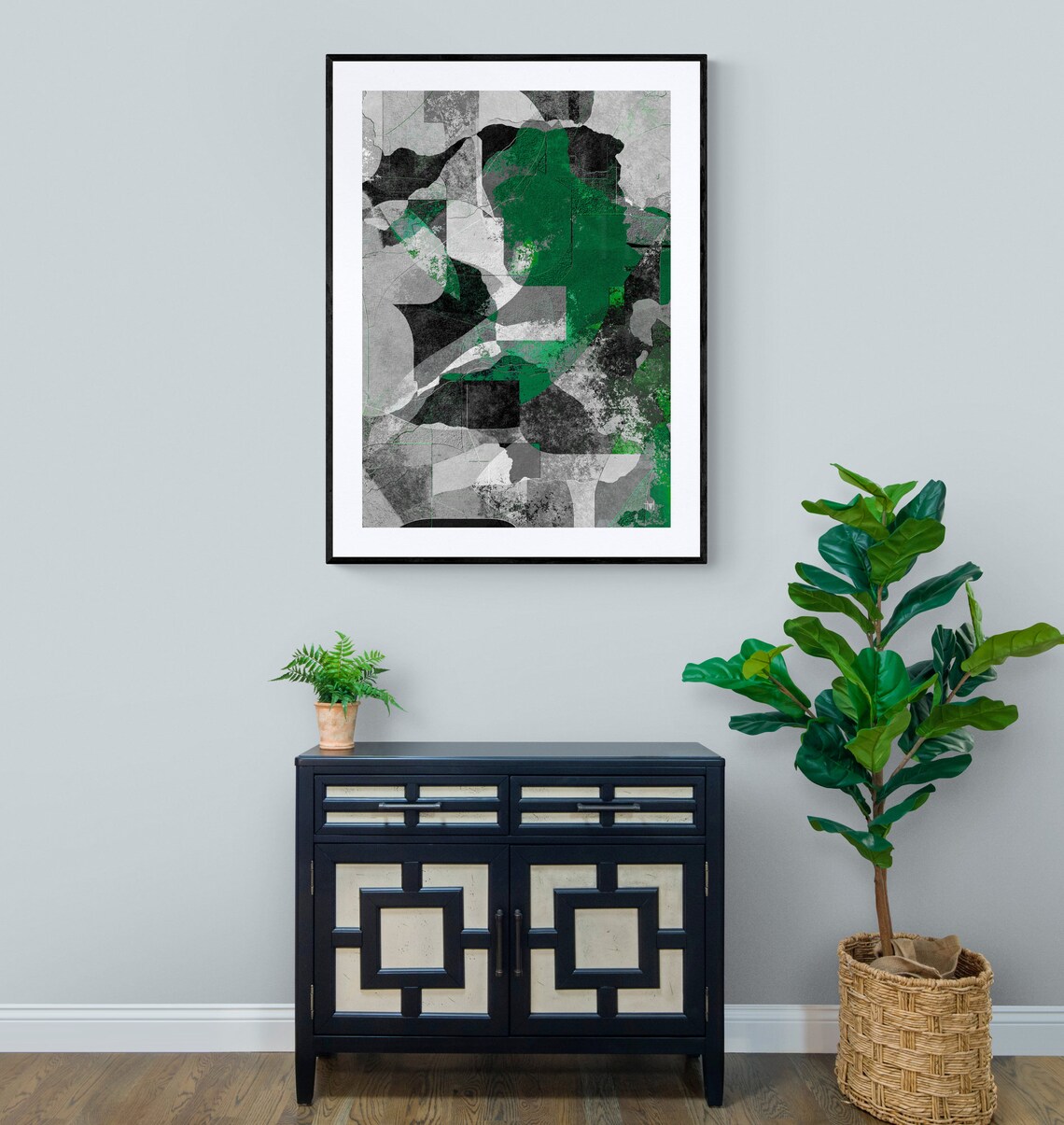 Green & Grey Grunge Abstract Art Printable Abstract Wall Art Etsy
