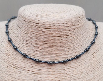 Black Hematite Bead Necklace Choker - Hematite Beaded Necklace - Black bead Necklace - Made in Cornwall - Cornish Jewellery