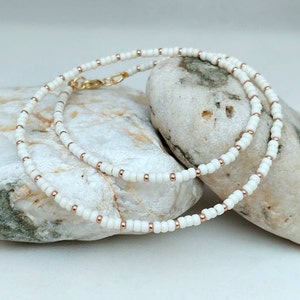 Ivory Seed Bead Necklace - Handmade Ivory Bead Jewellery - Ivory Surf Necklace - Beach Jewellery - Hand made in Cornwall - Cornish Jewellery