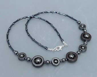 Black Hematite Necklace - Handmade Hematite Necklace Choker Jewellery - Hematite Bead Jewellery -  Made in Cornwall - Cornish Jewellery