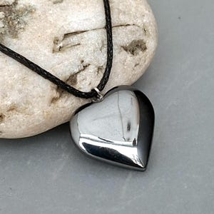 Hematite Heart Pendant - Hematite Heart Necklace - Black Heart - Handmade Hematite Jewellery - Hand made in Cornwall - Cornish Jewellery