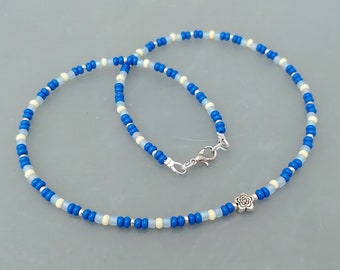 Forget Me Not Necklace - Forget Me Not Bead Necklace Jewellery - Dementia Awareness / Memory Necklace - Made in Cornwall - Cornish Jewellery