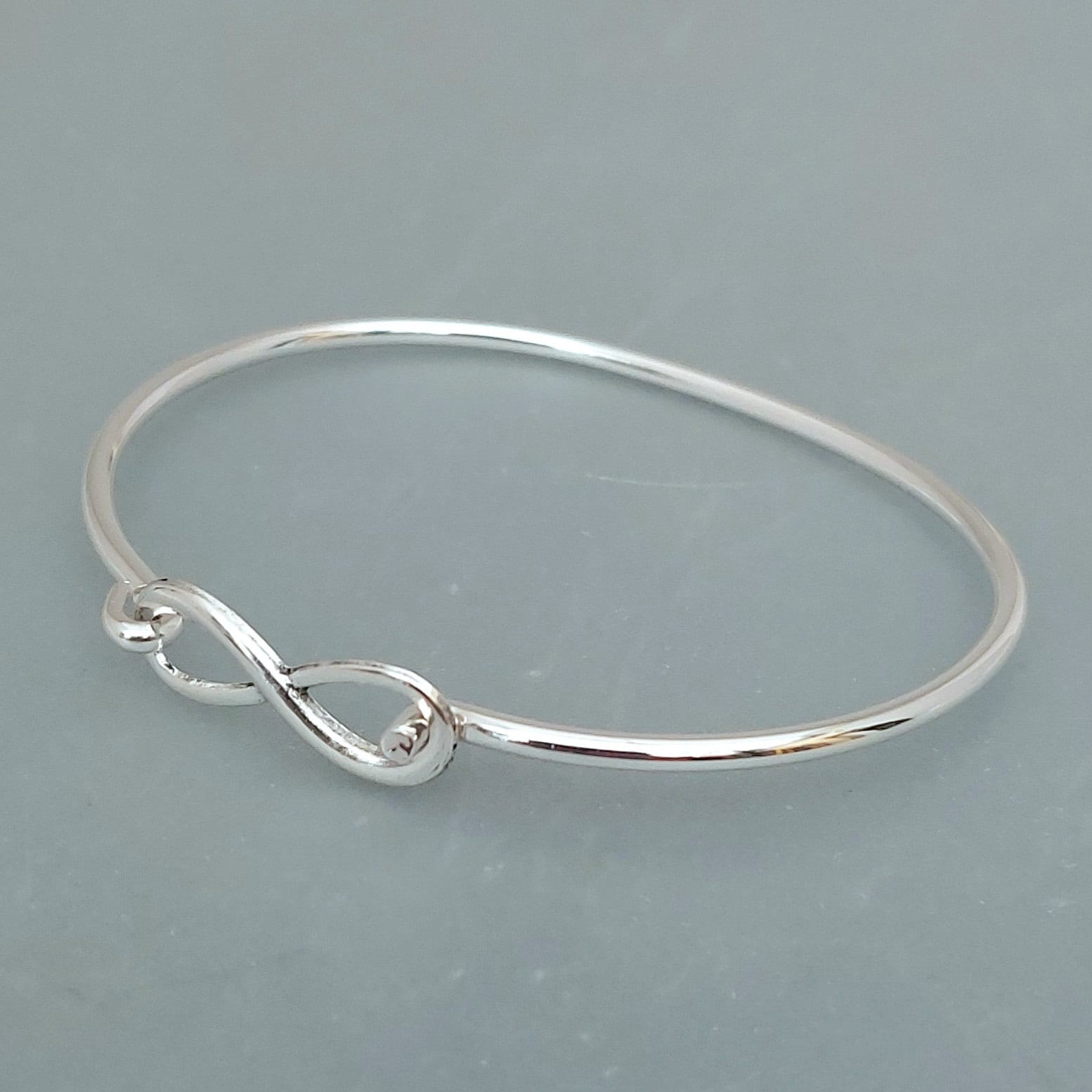 Silver Infinity Bangle - Silver Plated Infinity Bracelet - Silver