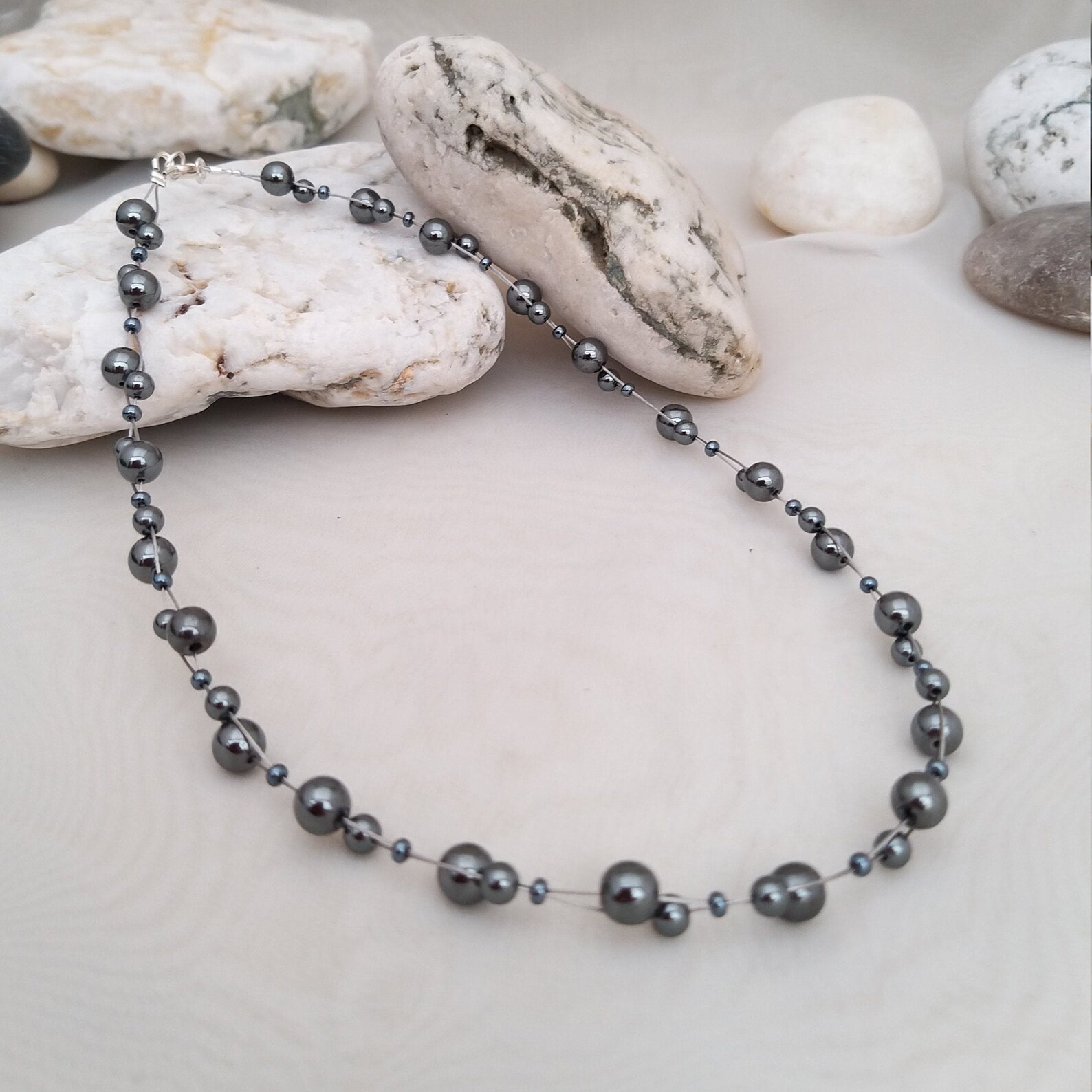 Hematite Bead Necklace Handmade Hematite Jewellery Etsy