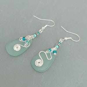 Sea Green Boho Earrings - 'Sea Glass' Effect Resin Beach Earrings - Boho Ocean Earrings Jewellery - Made in Cornwall - Cornish Jewellery
