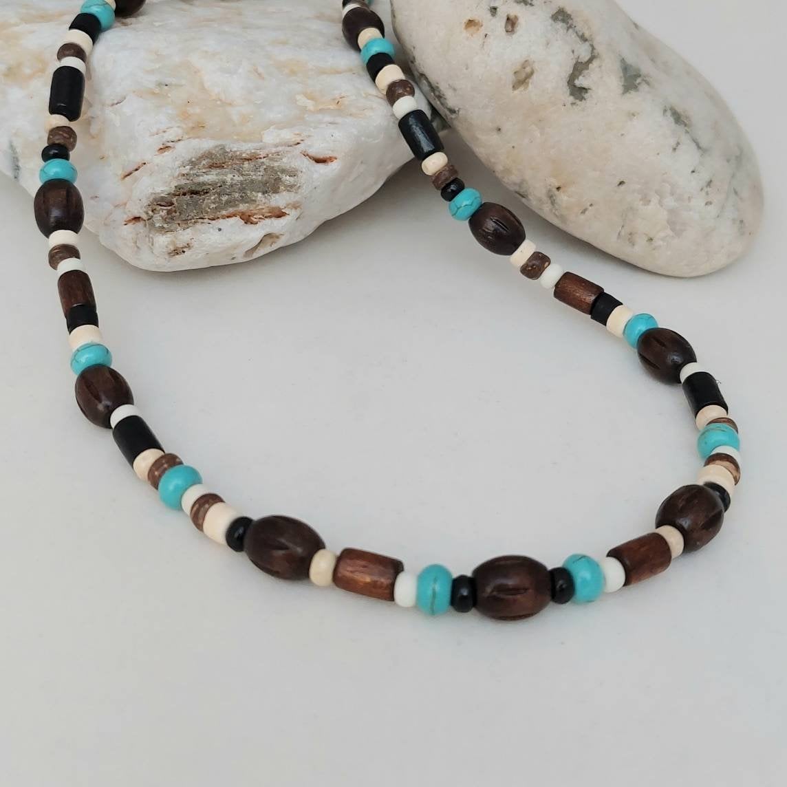 Wood Bead Surf Necklace Mens Bead Surf Necklace Necklace Etsy UK