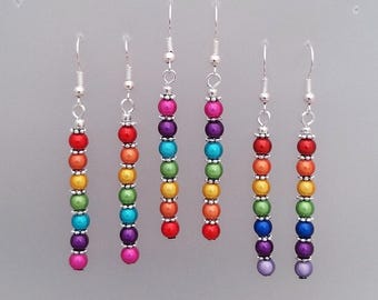 Bead Rainbow Earrings - Reflective Bead Rainbow Jewellery - Made in Cornwall - Cornish Jewellery