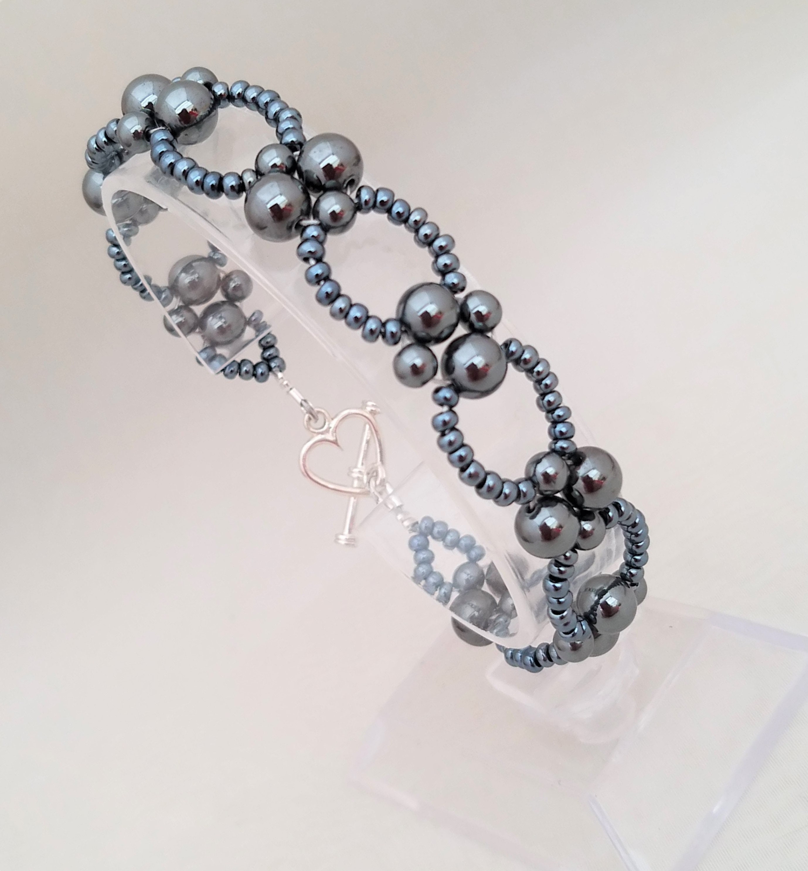 Hematite Bracelet Beaded Bracelet Handmade Hematite Etsy