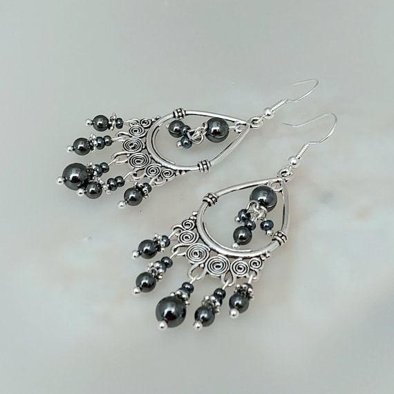 Hematite chandelier earrings hotsell