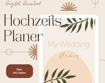 200 pages digital wedding planner as PDF, iPad planner, wedding notes, checklist, wedding budget, wedding planner download