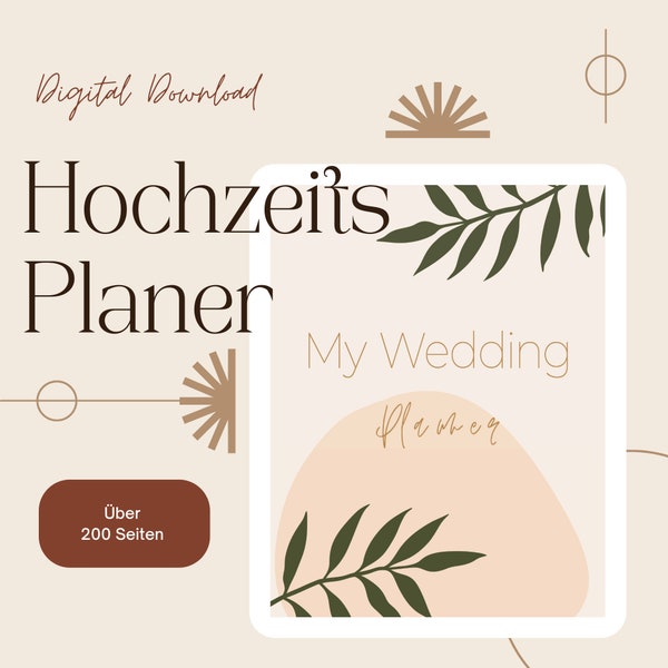 200 Seiten Digitaler Hochzeitsplaner als PDF, iPad Planer, Hochzeit Notizen, Checklist, Hochzeit Budget, Wedding planner download