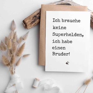 Lustige Postkarte | Karte für die Geschwisterliebe | Minimalistische Postkarte | Superhelden Postkarte | Geschwister Postkarte | Bruder