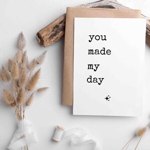 You made my day | Karte für die Motivation | Minimalistische Postkarte | You made my day | Motivation Postkarte | Danke Postkarte