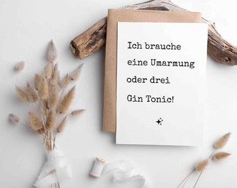 Lustige Postkarte | Karte für die Motivation | Minimalistische Postkarte | Außergewöhnliche Postkarten | Gin Postkarte