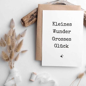 Postkarte für die Geburt | Kleines Wunder Großes Glück | Minimalistische Postkarte | Recyclingpapier