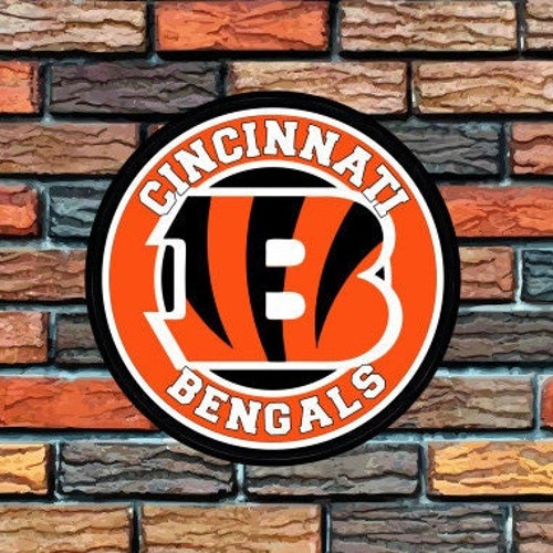 NFL Cincinnati Bengals Round Distressed Established Wood Sign Etsy