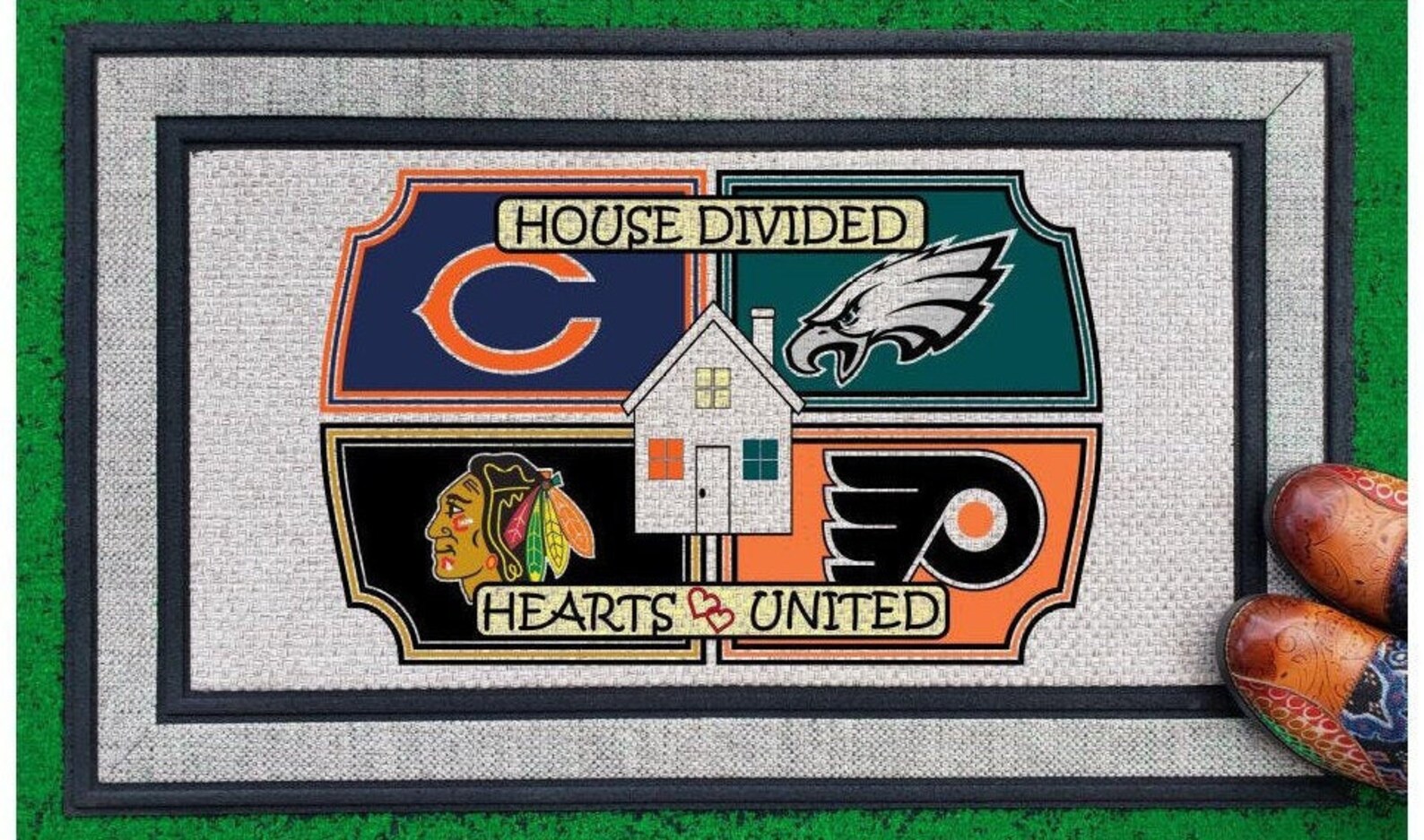 House Divided 4 Teams Door Mat Sports Doormat Custom Etsy 日本