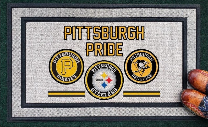 Pittsburgh Door Mat Sports Steelers Doormat Pirates Penguins | Etsy