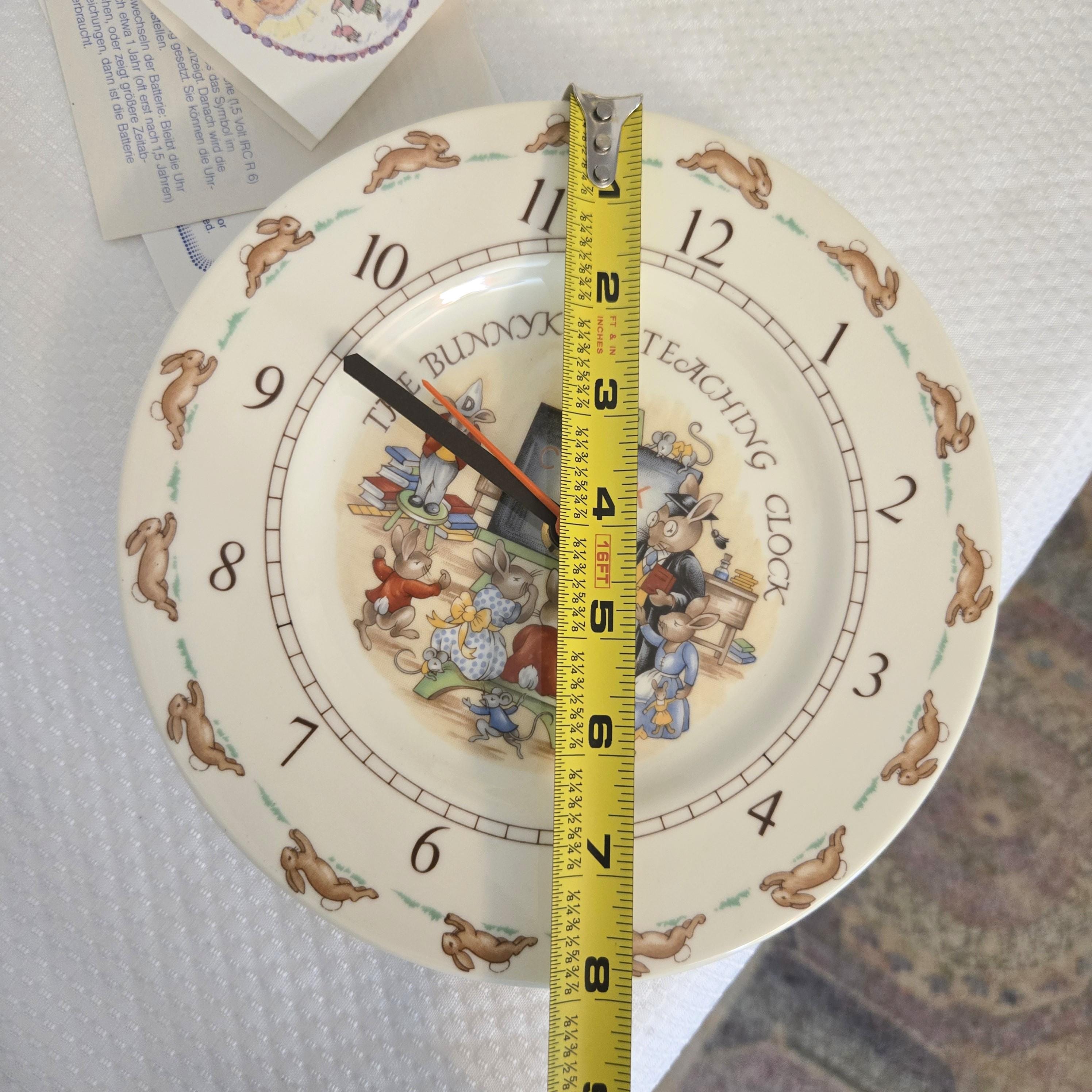 Book With Rabbit Clock Royal Doulton Bunnykins Wall Clock Rabbits Teaching Battery Operated ...