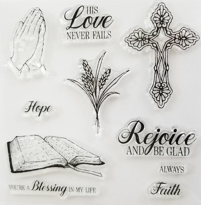 Praying Hands, GODS LOVE Silicone Stamp Set With Coordinating Framelits Dies Cross