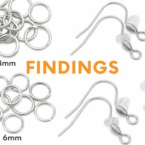 Alloy Earring Findings Kit: Hooks, Jump Rings, Stoppers (200 Pieces each)