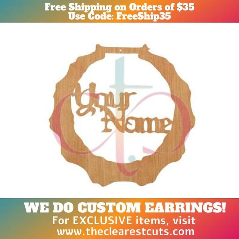 Personalized Earrings Custom Earring Ready to Paint or Stain Door Knocker Custom WordName Wood Cutouts- Unfinished Earring