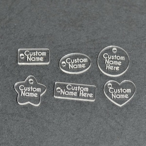 CLEAR ACRYLIC Mini Tags/Charms for Homemade Custom Items or Products