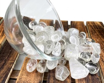 Clear Quartz Tumbled Stones, Polished Rock Crystal Gemstones (100g)
