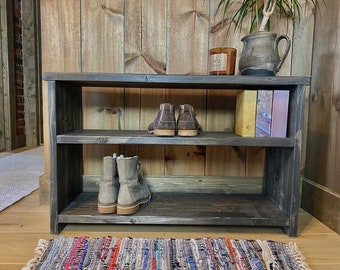 Rustic shoe Bench |Wood Hallway Storage  | Shoe Bench | Bench with shelve