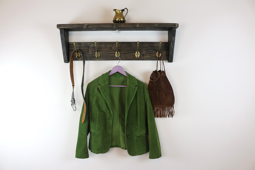 Wooden Coat Rack Rustic Coat Hanger Wall Mounted Hanger Solid Etsy