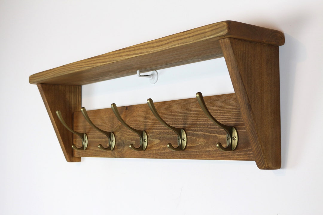 Wooden Coat Hooks Rustic Coat Hanger Wall Mounted Coat Hanger Solid