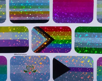 2x3in Stars Sticker - LGBTQ+ Holographic Handmade Pride Flag Vinyl Stickers